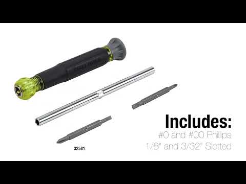 Multi-Bit Electronics Screwdriver, 4-in-1, Phillips, Slotted Bits