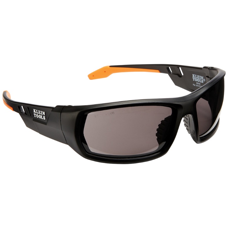 A pair of black and orange sunglasses</p>
<p>Description automatically generated